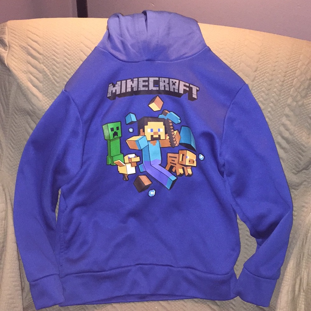 BOYS SIZE 8 M MINECRAFT HOODED SWEATSHIRT